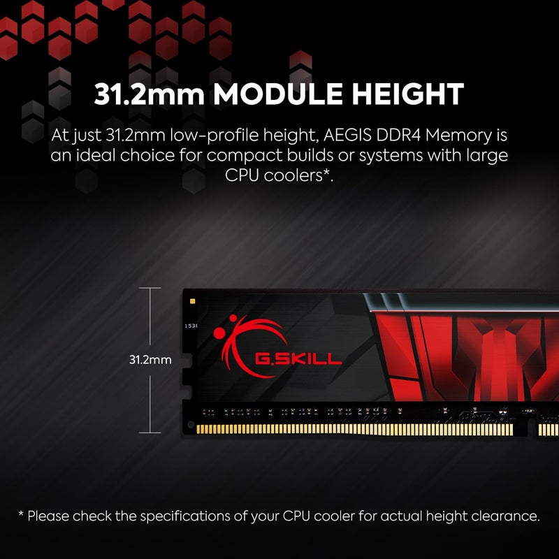G.SKILL AEGIS Series DDR4 RAM (XMP) 16GB (2x8GB) 3200MT/s CL16-18-18-38 1.35V Intel AMD Desktop Computer Memory U-DIMM (F4-3200C16D-16GIS) - Image 2